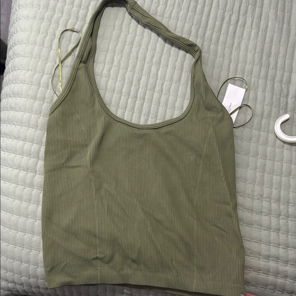 Green Ribbed Tank Top